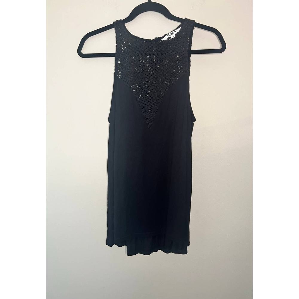 BB Dakota black v neck crochet sleeveless tank top blouse Size Small